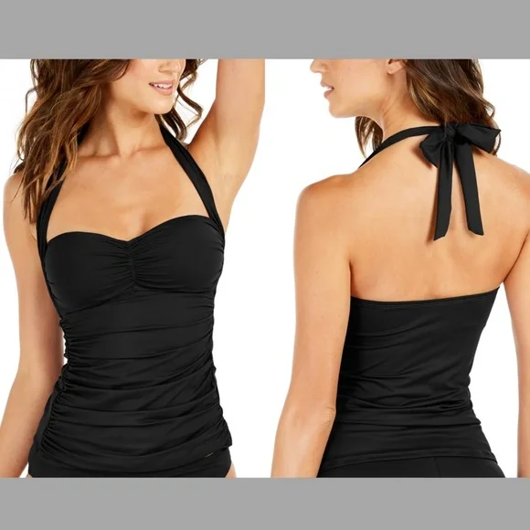 NWT La Blanca [ 4 ] Island Goddess Convertible Tankini Top‎ in Black - Picture 2 of 10